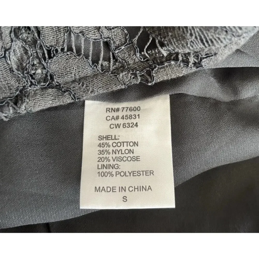 CHASER NWT Gray High Waist Lace Exposed Zipper Lined Mini Pencil Skirt Small - Picture 14 of 16
